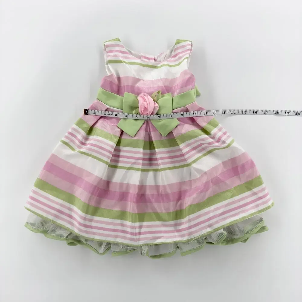 Youngland Infant 18M Easter Dress Pink Green Striped with Bloomers Spring Outfit - Picture 4 of 13